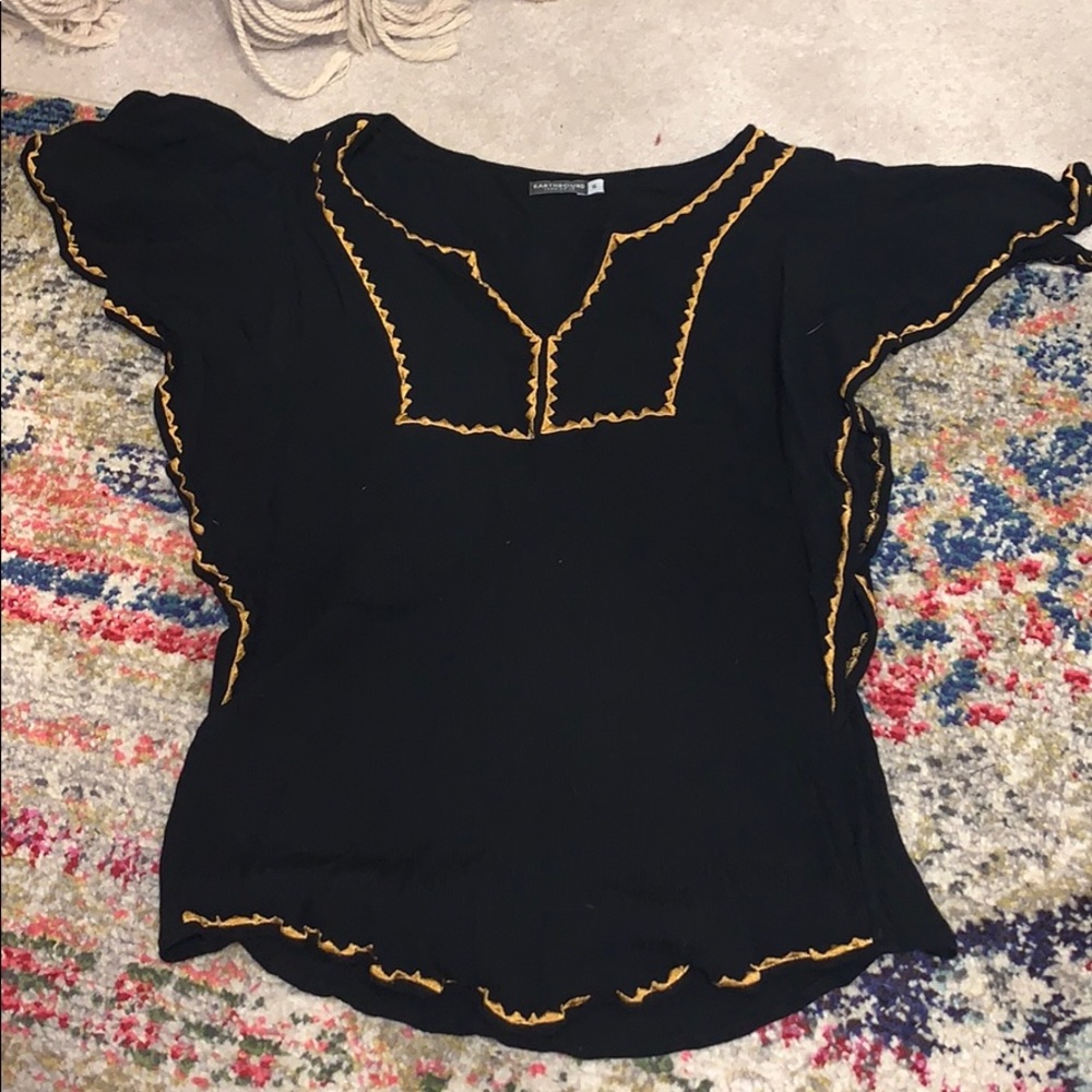 black and gold boho festive blouse